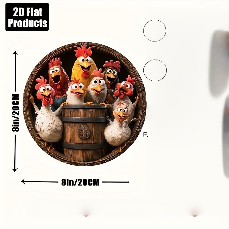 Lustiges Huhn Fass Runde Aluminium Decorative Sign incm D Flach Bauernhof Deko Geschenk fr Hhnerliebhaber 20x30cm(7.8x11.8inch)