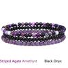 4mm Natural Stone Beads Bracelet With 3pcs Stones Rose Quartzs Amethysts Red Agates Turquoises Opal Bracelet Set For Women Men