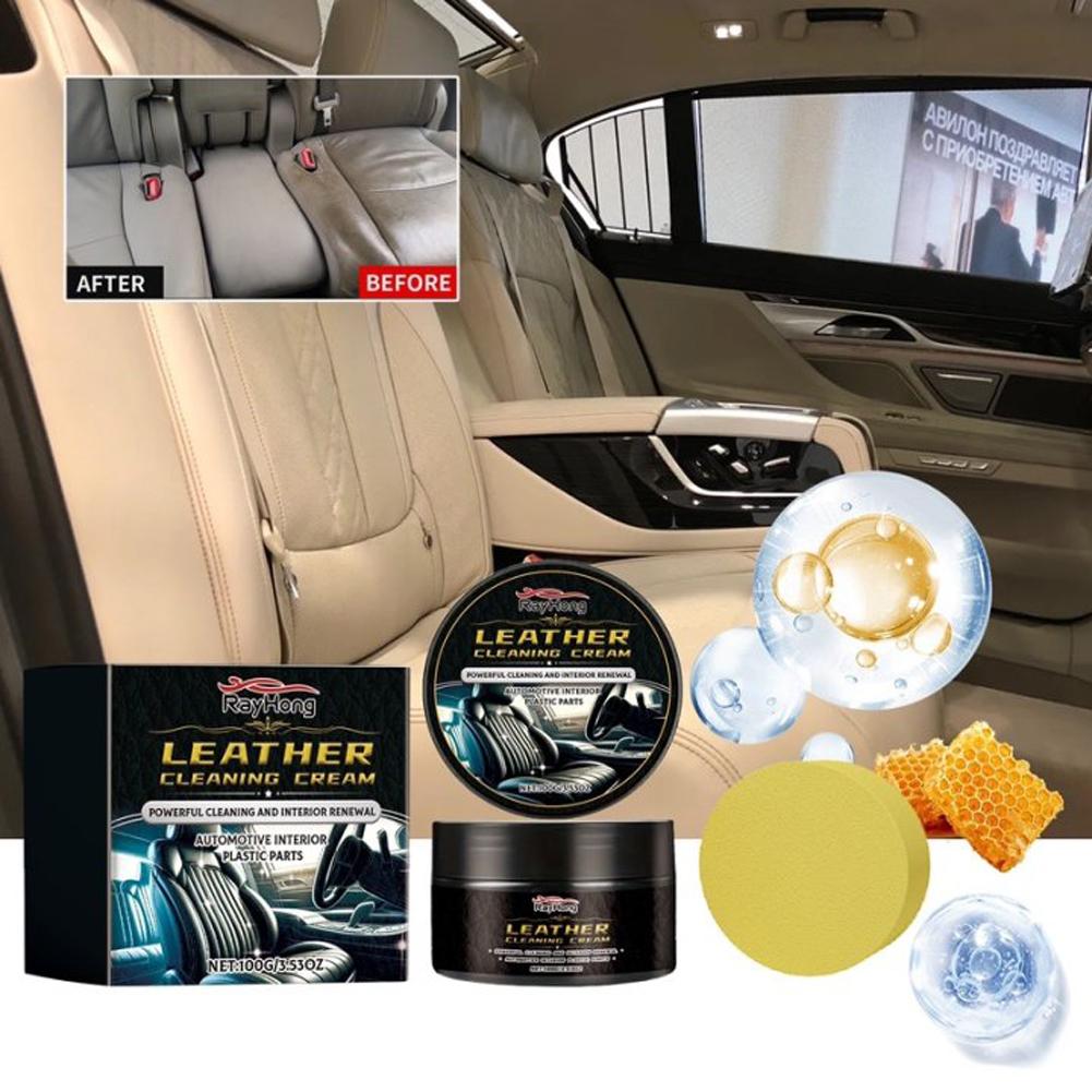 100g Leather Cleaning Cream Car Seats Polishing Nourishment Care Car Leather Refresher for Leather Pant Bag Shoes Furniture