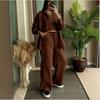 Spring Fashion Women's Plus Size Two-Piece: Linen-Style Shirt & High-Waisted Loose Pants
