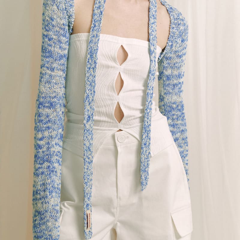 MEENDERI SLUB KNIT LONG SCARF - SKY BLUE