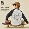Duoduojia Boys' Natural Cotton Fun Graffiti Raglan Long-Sleeve T-Shirt