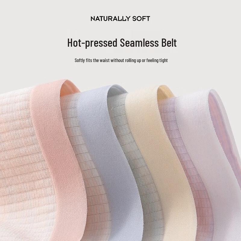 MiiOW Women's Seamless Pure Cotton Antibacterial Mid-Waist Briefs Multi-Pack