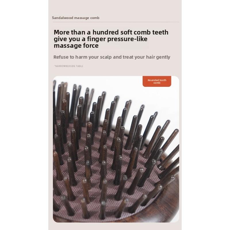 Ebony Wood Air Cushion Comb - Scalp Massager for Long Hair, Suitable for Men and Women
