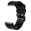 For Garmin Enduro/Tactix Delta/Tactix 7 Pro PU Leather Coated Silicone Watch Band 26mm Three-color Stitching Line Quick Release Sweatproof Strap