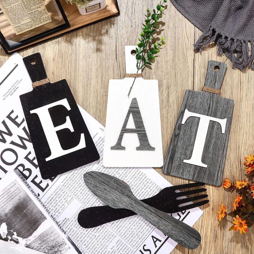 5 Pcs 11.8 Inches Wall Art Signs Wood Wooden Room Decoration Board New Farmhouse Wooden Signs  Wall