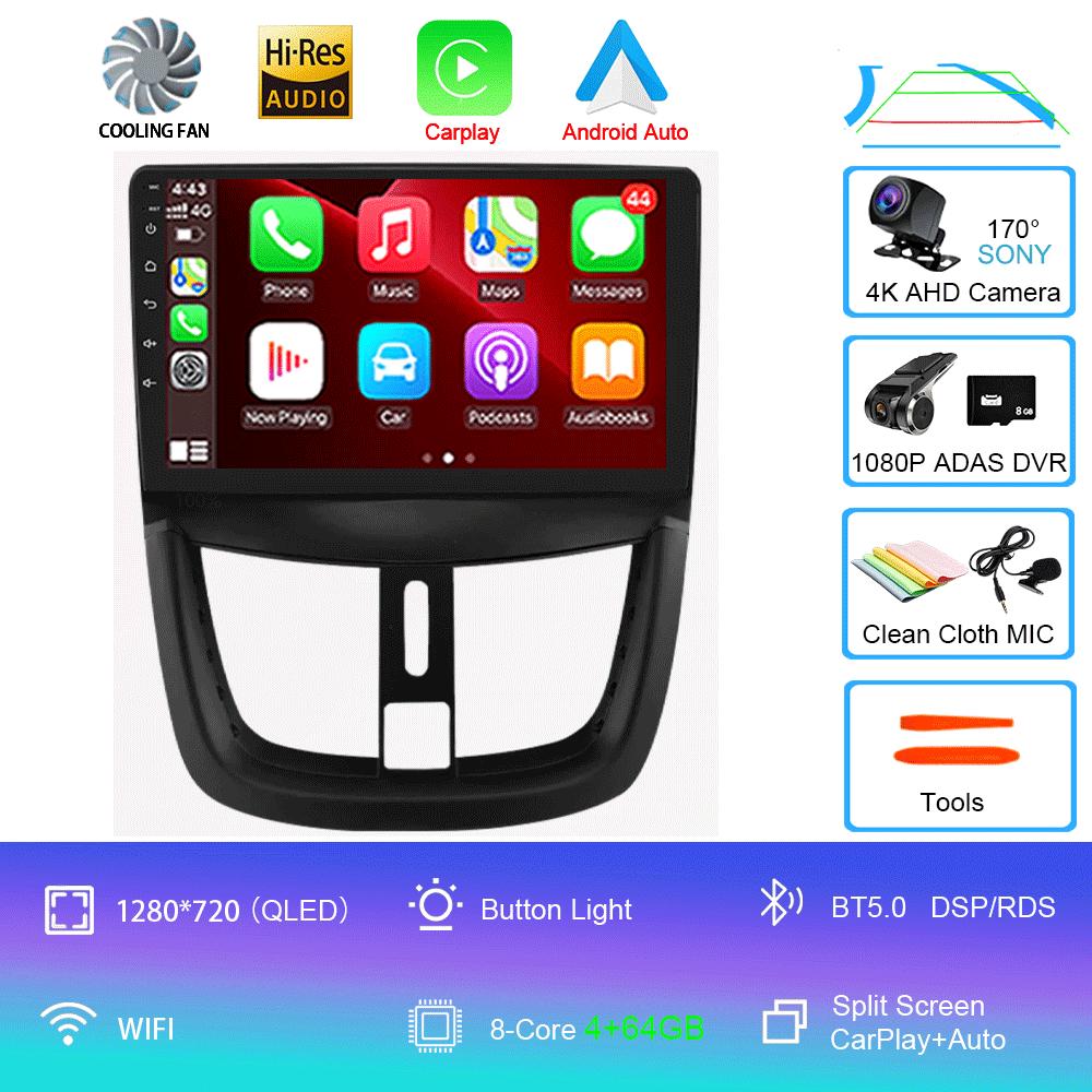 Android 14 Carplay Auto For Peugeot 207 CC 207CC 2006 - 2015 Car Radio GPS Multimedia Video Player Stereo WIFI+4G DSP