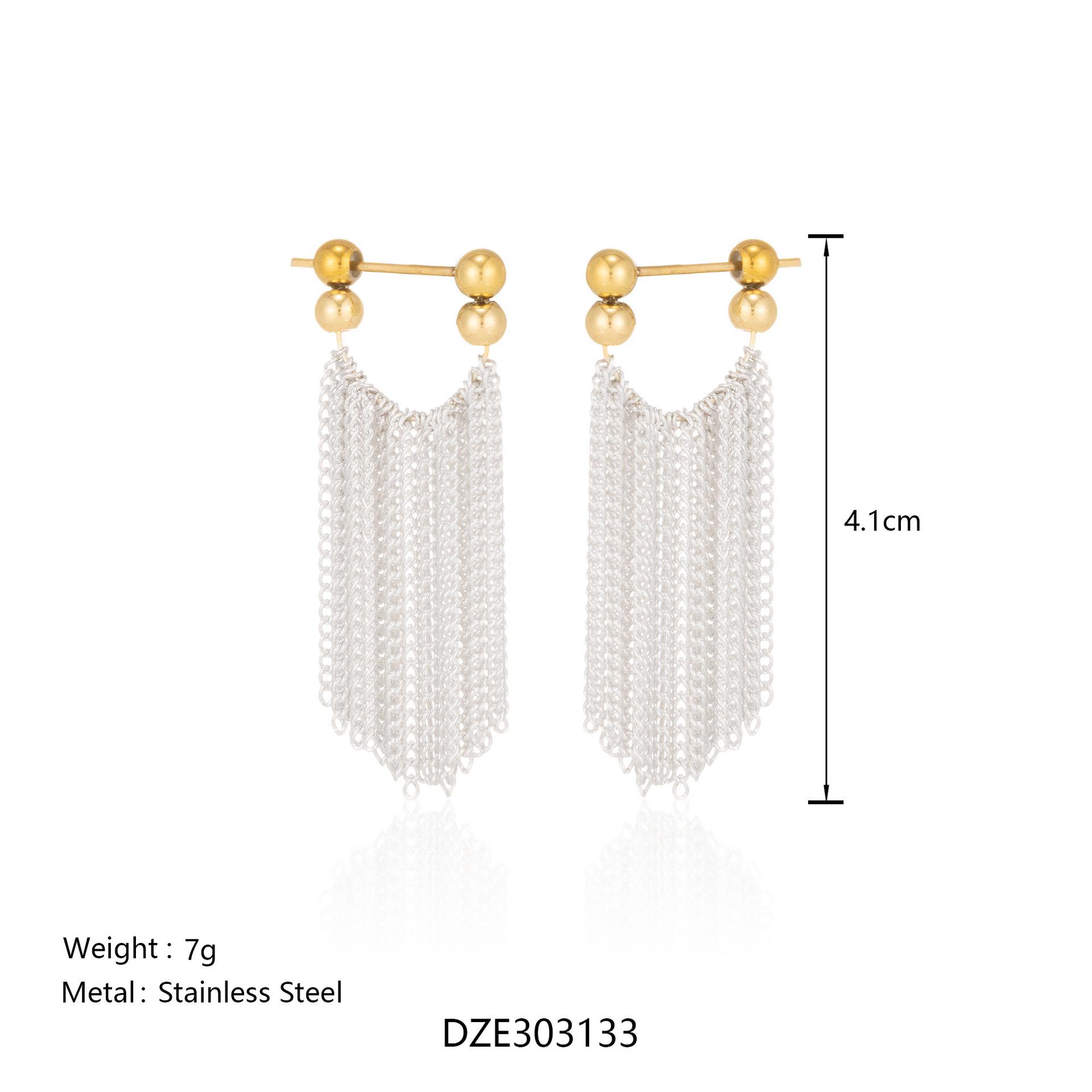 French Retro Gold-Tone Galaxy Waterfall Tassel Earrings