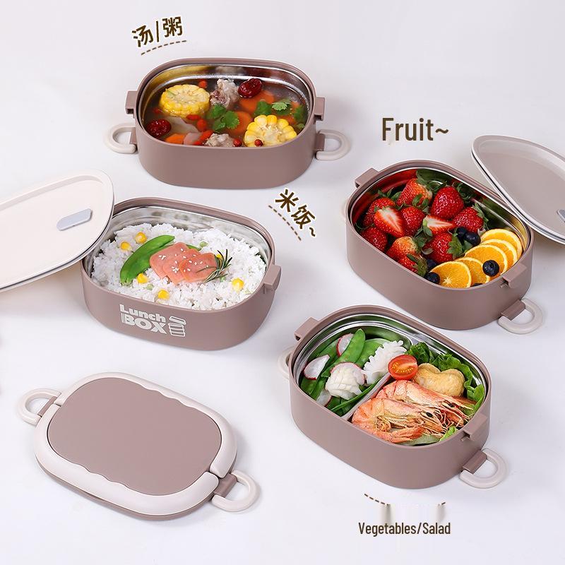 Stainless Steel Insulated Bento Lunch Box for Office & Students, Microwave-Safe Portable Meal Container.