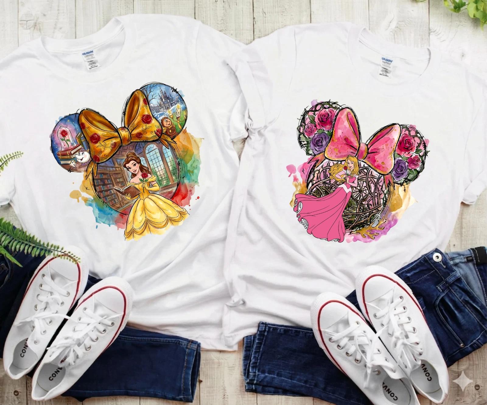 Princess T-Shirt, Watercolor Princess Ears Shirt, Land Girls Trip, Theme Party S