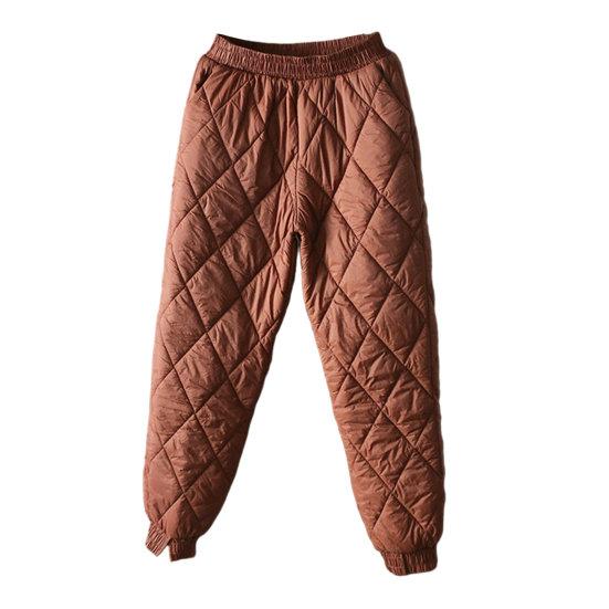 Damen-Winterhose, hohe elastische Taille, dick gepolstert, einfarbig, locker, weich, Knöchelband, lässige Taschen, leichte Damen-Daunenhose