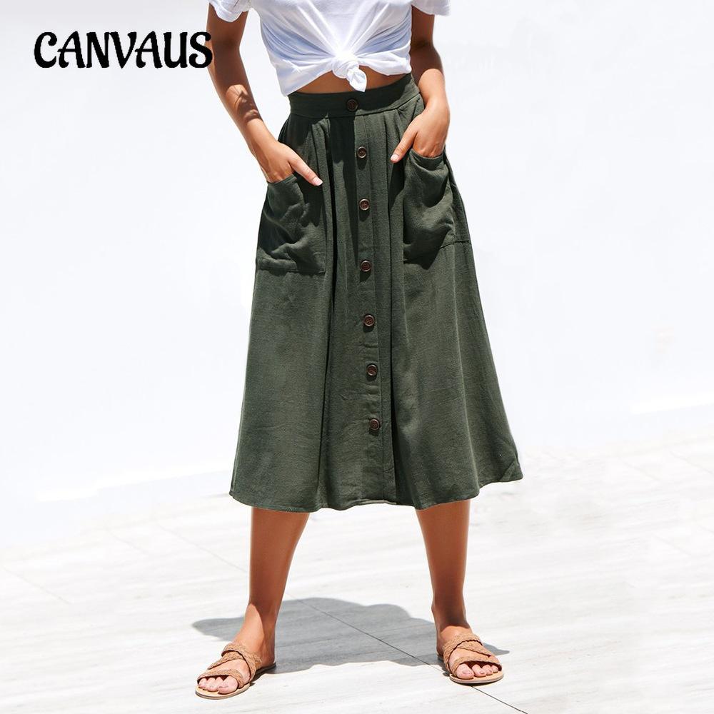 Spring and Summer Women's Skirt Plus Size Loose Pocket Half-body Skirt