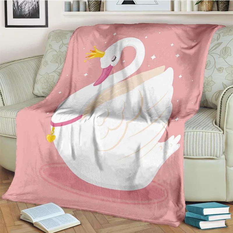 3D Cute Swan Princess Cartoon Cygnus Blanket,Soft Throw Blanket for Home Bedroom Bed Sofa Picnic Travel Office Cover Blanket Kid