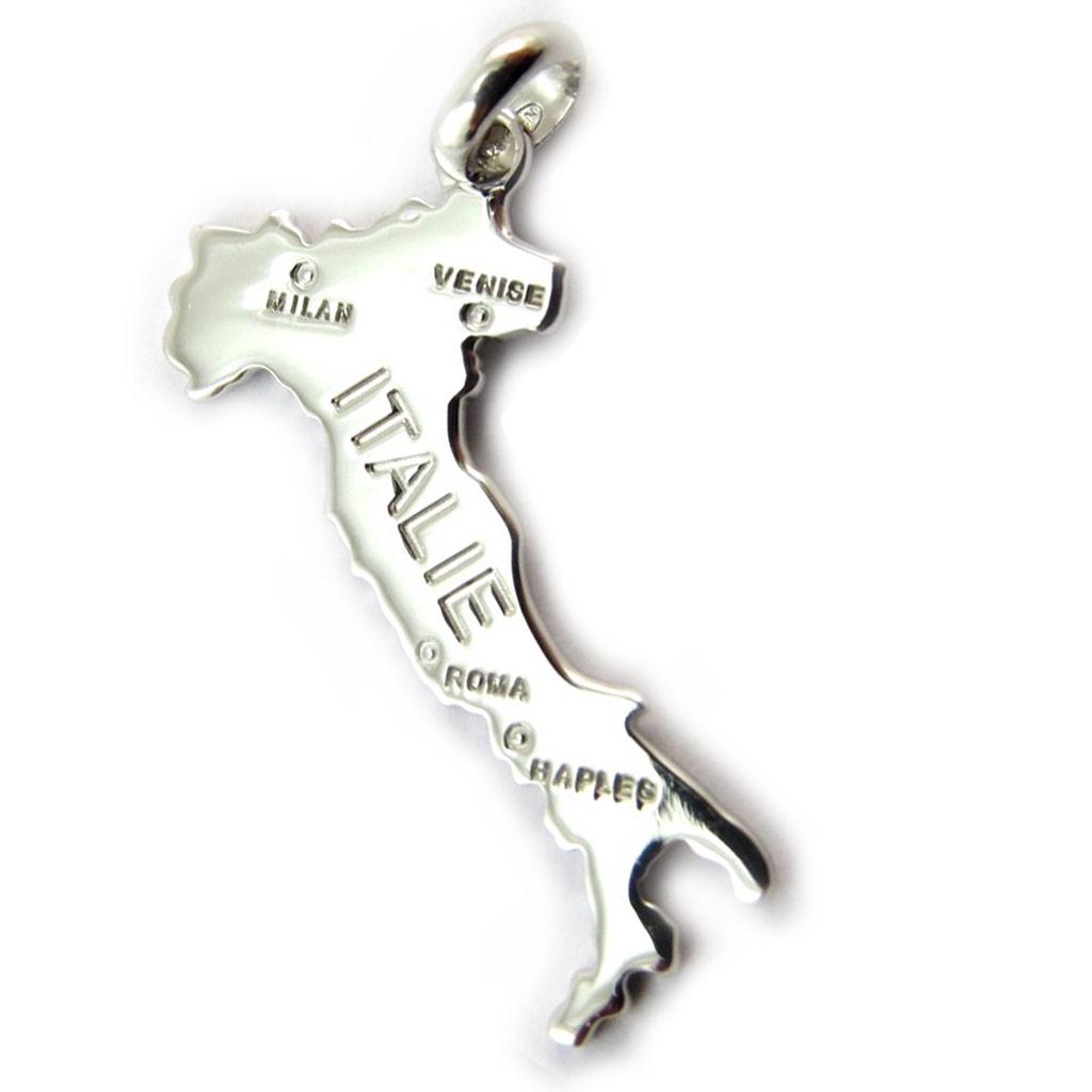 Les Trésors De Lily [N3949] - Silver Pendant 'Italy' (rhodium-plated) - 30x13 Mm