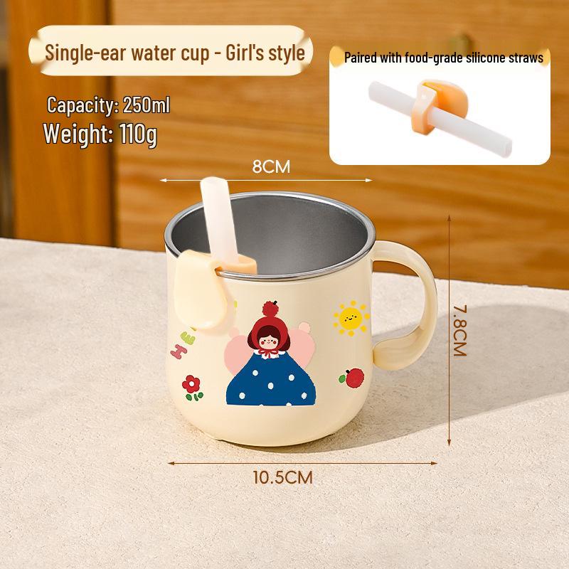 

Double-Layer Anti-Scald Stainless Steel Kids Rice Bowl with Thickened Design and Food-Grade Silicone Suction Cup plus Durable Baby Water Cup