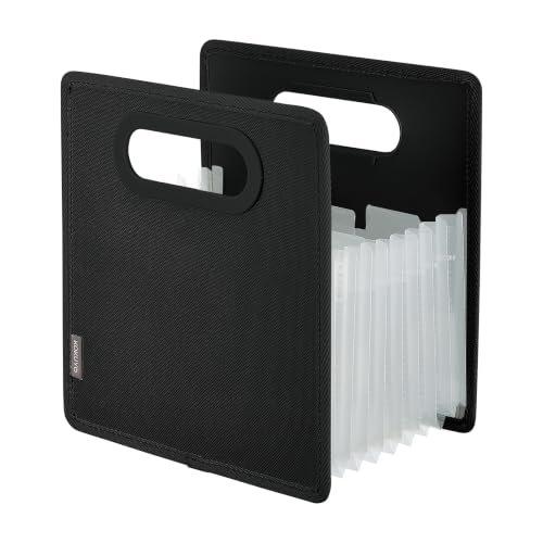 KOKUYO Medicine Organizer File Folder Black G9ECFU-PS100D Standing Fabric Cover Accordion Pocket