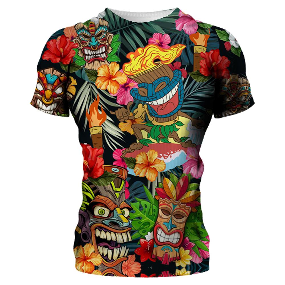 2023 Men T Shirts Loose Breathable 3d Print Trendy Cool Fashion Hawaiian T-shirts Beach Party Tops Short Sleeves Summer Clothing