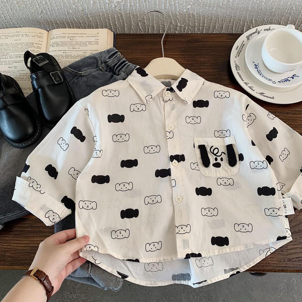 Children'S Shirts Spring New Korean Version Boys Cartoon Long-Sleeved Shirt Boys Foreign Autumn Top