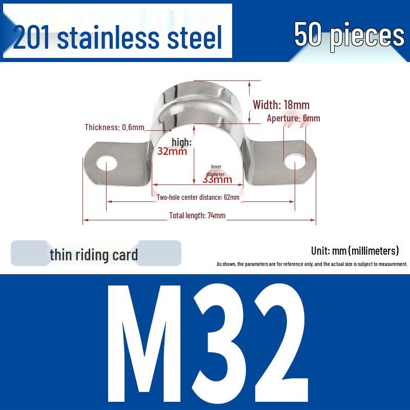 304 Stainless Steel U-Bolt Pipe Clamp Bracket - Pipe & Hose Clip Snap-on Hoop