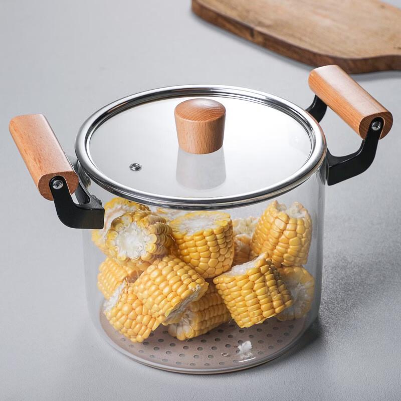 Wutuo Wood Handle Heat-Resistant Glass Soup Pot