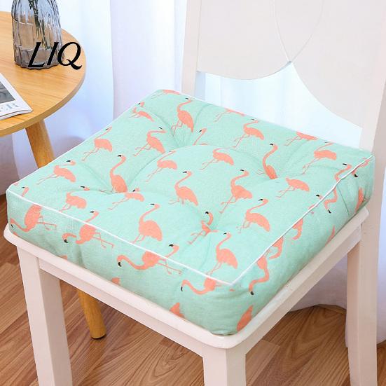 Breathable Seat Cushion Modern Stylish Chair Cushion, Ultra Soft Square Geometric or Durable Polyester Pad for Students Plant Prints, 15.75"x15.75"