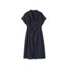 Demana Linen Blend Short Sleeve Lapel Tie-Waist Dress