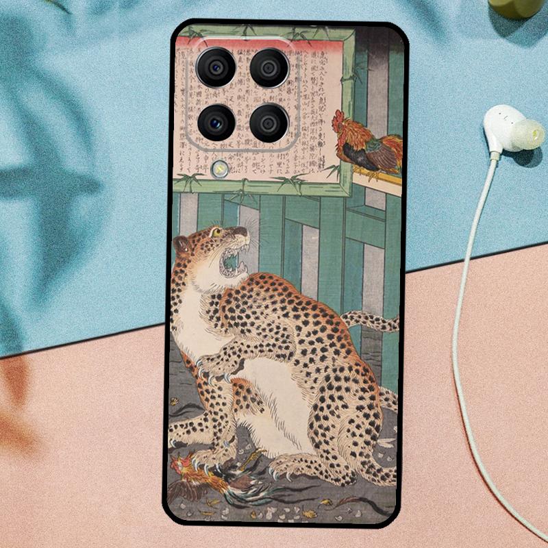 Japanese ukiyo-e Art Panther Tiger For Samsung Galaxy M33 M35 M55 M15 M12 M13 M14 M34 M54 M53 M21 M31 M11 M32 M52 M06 M16 Case