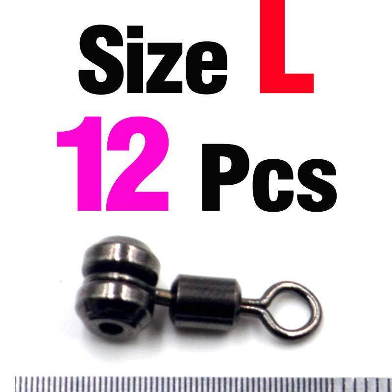 MNFT 12Pcs Fishing Swivels 3 Way Brass Alloy Cross-line Rolling Fishing Swivel Crane Tackle Connector Size L M S
