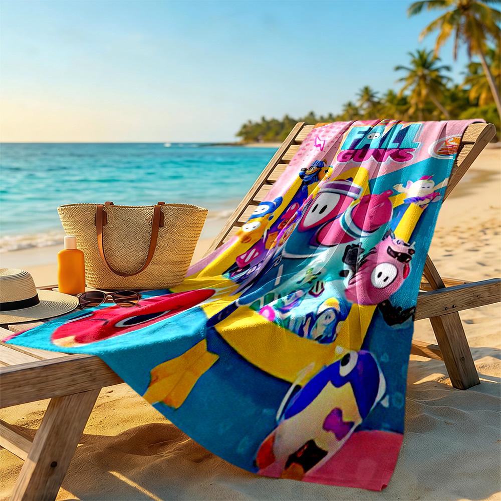Fall Guys Adventure Beach Towel Quick-Dry Soft Microfiber Comfortable Lightweight Perfect for Traveling Yoga Camping and Swimming