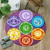 Vibrant Chakra Healing Meditation Round Area Rug, Mandala Pattern Non Slip Floor Mat for Yoga Home Bedroom and Outdoor Decor