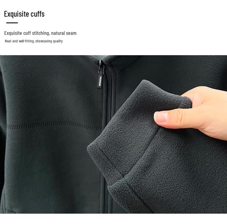 Men's Plus-Size Velvet Fleece Jacket - Autumn/Winter Outdoor Casual Stand Collar