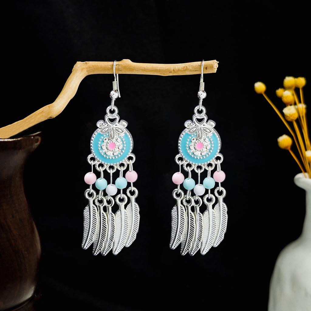 Geometric Round Ethnic Style Earrings, Long Fringed Earrings For Bohemian Retro Tourist Attractions