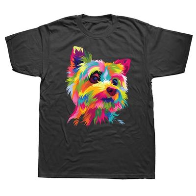 Grappige Kleurrijke Kunst Yorkshire Terrier Yorkie Hondenliefhebber T-shirts Grafische Streetwear Korte Mouw Verjaardagscadeaus Zomer T-shirt