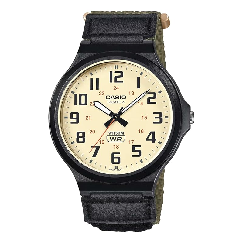 

[Casio] Стандартные аналоговые кварцевые часы CASIO STANDARD MW-240B-3BV Мужские зеленые с застежкой-липучкой, модель для заграничных поездок, без косметической коробки [продукт]