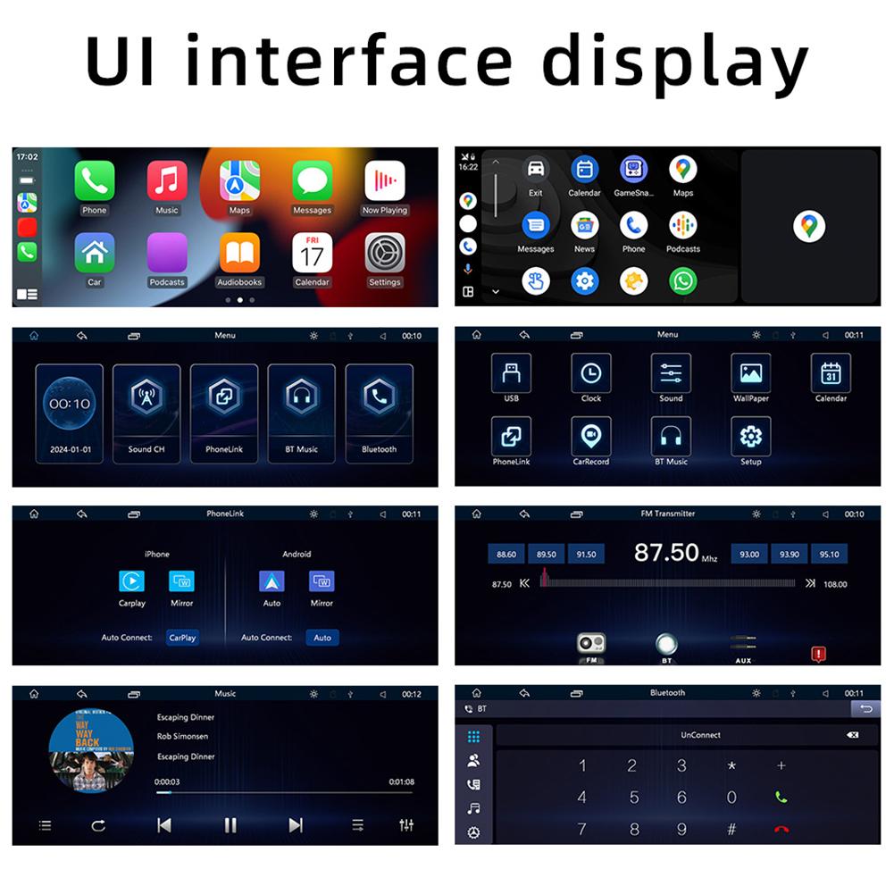10.26 Inch Wireless Carplay FM Radio Bluetooth-Compatible Car Multimedia Player with Rearview Camera Portable MP5 Player Car DVR