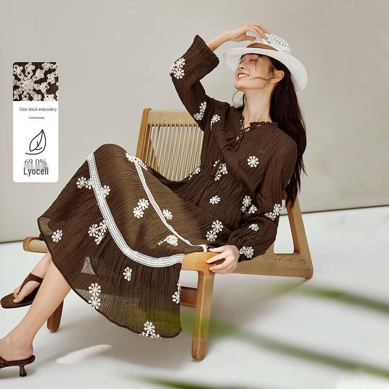 

INMAN Платье А-силуэта в стиле ретро с вышивкой Майяра M