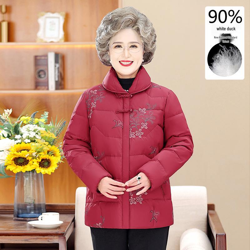 Thickened Short Down Jacket for Elderly Women – Cozy Winter Coat for Grandma