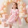 Mädchen Stern Tüllkleid, Kaninchenaufdruck, Süßes Prinzessinnen-Partykleid mit Schleife, Kurzärmliges Sommerkleid für kleine Mädchen