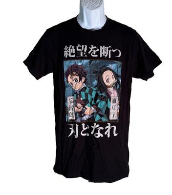 DEMON SLAYER Short Sleeve Pull-Over Black 100% Cotton T-shirt Mens Tees Top Medium