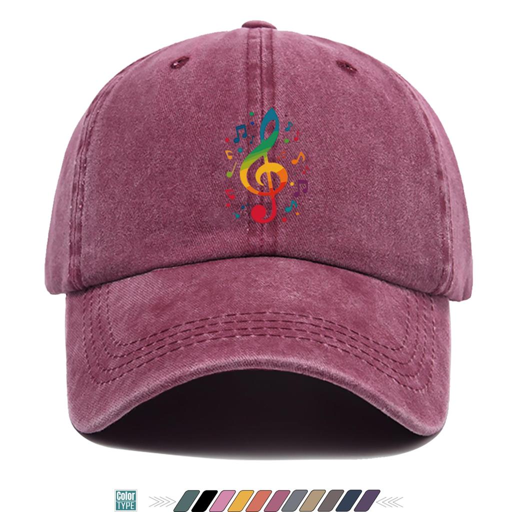 Pc Rainbow Treble Clef Print Baseball Cap Trucker Hat Comfortable and Breathable Stylish and Beautiful Cartoon Game Black C