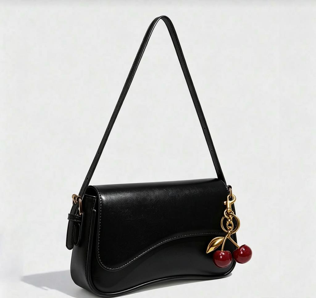 2026 New Wave Covered Underarm Bag French Retro Simple Leisure French Toast Bag Cherry Hanging Ornament Women's Commuter Shoulde