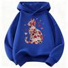 Lover Cat with Flower Deisgn Hooded Kids Children's Sweatshirt Cute Hoody for Boys Girls Autumn Winter Casual Hoodies