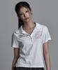Aejeuyua Basic Hotfix Collared T-Shirt White