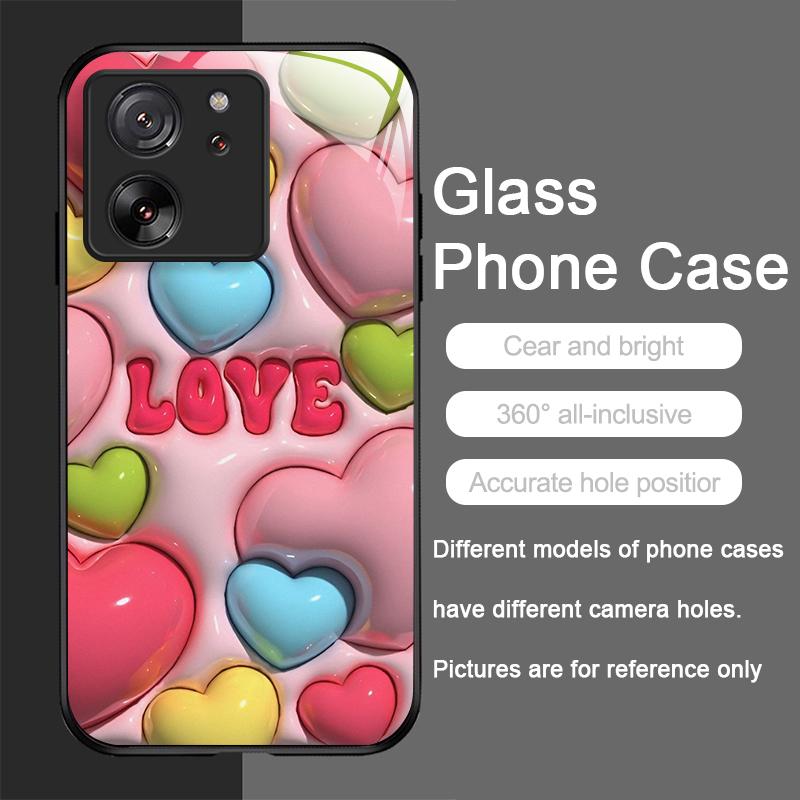 

Cute Heart Star Pattern Tempered Glass Phone Case for Motorola Moto G85 G84 G75 G55 G24 Edge 50 Fusion 40 Neo 30 Pro Covers Y2K Moto Edge 40 5G