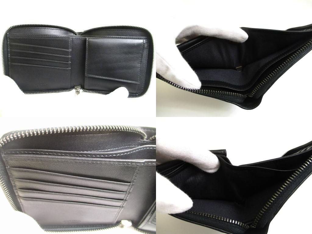 Authentic Jimmy Choo Triple Star Metallic Silver Leather Bifold Wallet Compact Wallet Lawrence #b087  Open Box