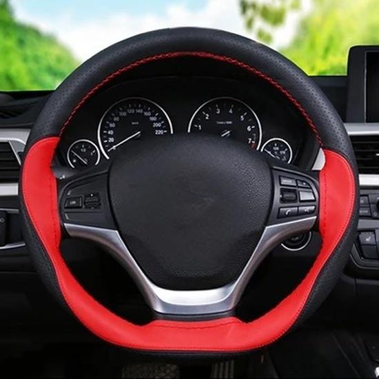 Anti-slip Fiber Leather DIY 38cm Car Steering Wheel Cover Case With Needles And Thread Automobile Interior Accessory Universal
