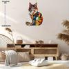 Sun Catcher Longhair Cat Stained Ornament, Acrylic Cute Cat Art Decoration for Garden Home Cafe Wall Window, Nurseries, Vintage Home Decor Wall