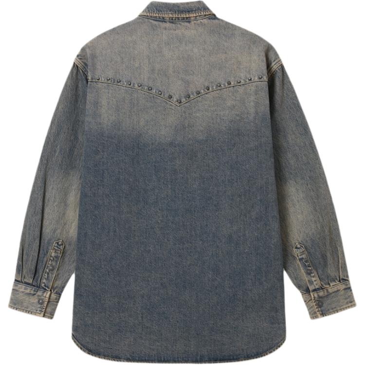 Levis Loose Comfortable Casual Frayed Collar Long Sleeve Denim Jacket Men Jackets Dark-Blue 002XV-0001