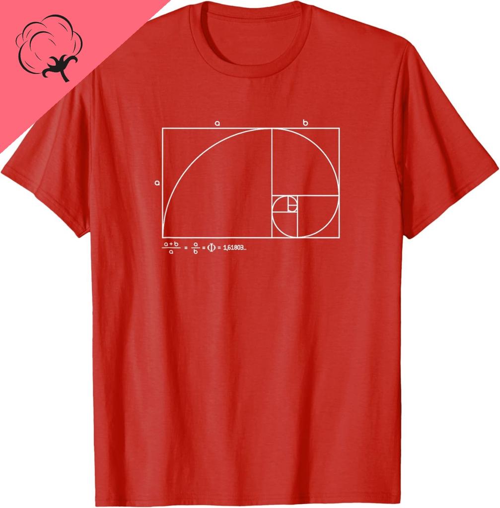 Fibonacci Golden Ratio T-Shirt Print Original Design Gifts T Shirts Cotton Streetwear Vintage T Shirt Camisas Streetwear