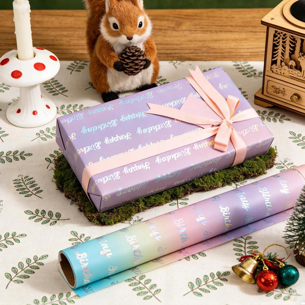 Wrapping Paper Whimsical Iridescent Decoration Birthday Theme Print Wrapping Paper for Kids Teens Adults Party Gathering School